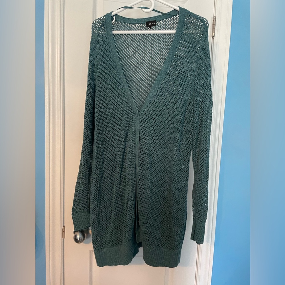 Torrid mesh lightweight green sweater